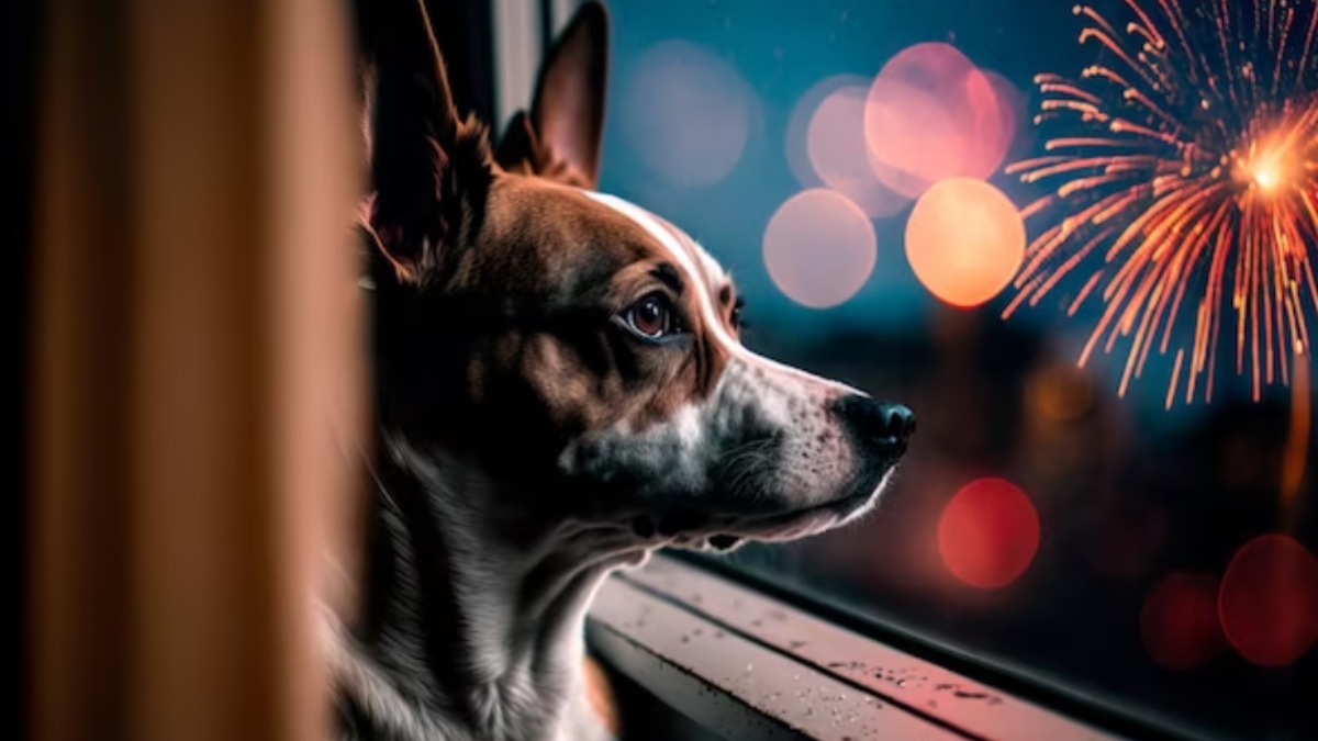 fogos de artifício cães