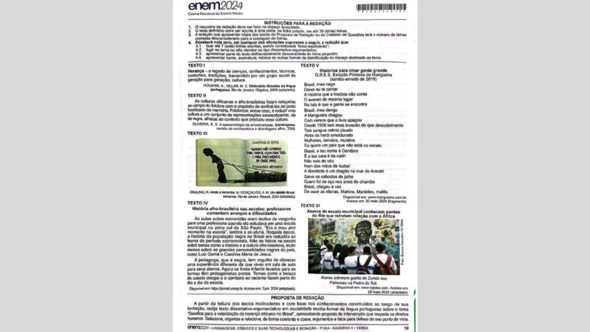 Tema da redação do Enem é